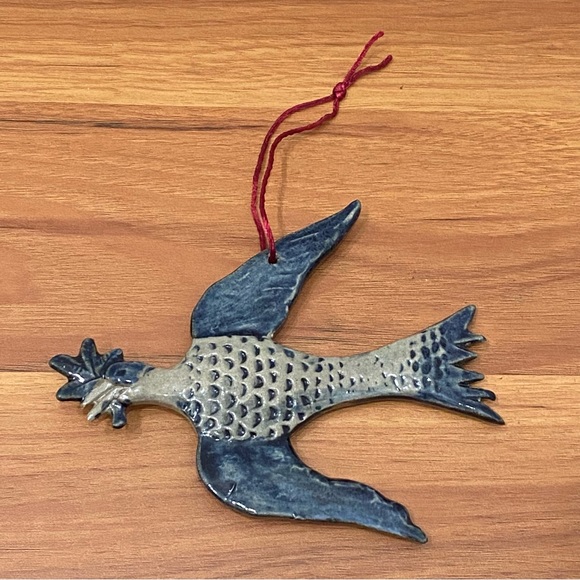 Vintage ROWE Pottery Stoneware Salt Glazed Bird Holiday Christmas Ornament - Picture 5 of 9